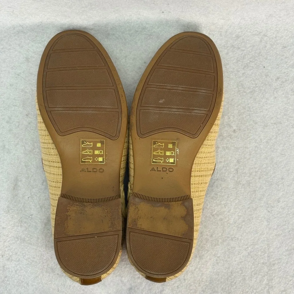Aldo Tan‎ Woven LOVE Raffia Loafers Mens Size 9 Summer Boho Slip On Shoes Beach